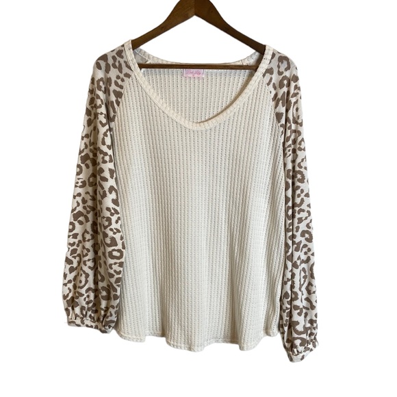 Pink Lily Sweaters - Pink Lily Leopard Long Sleeved Sweater